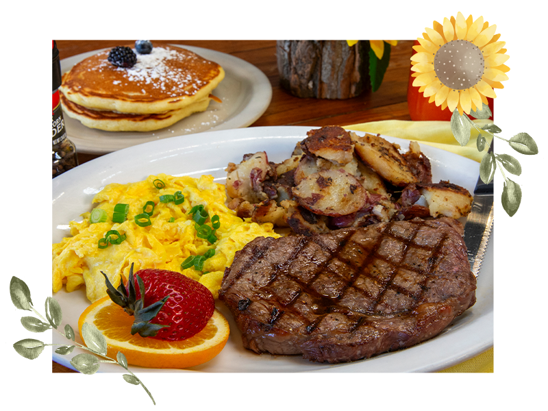 Steak and eggs at The Sunflower Bakery & Cafe
