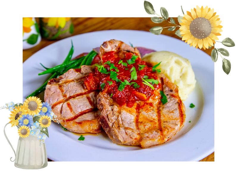 Pork chops at The Sunflower Bakery & Cafe